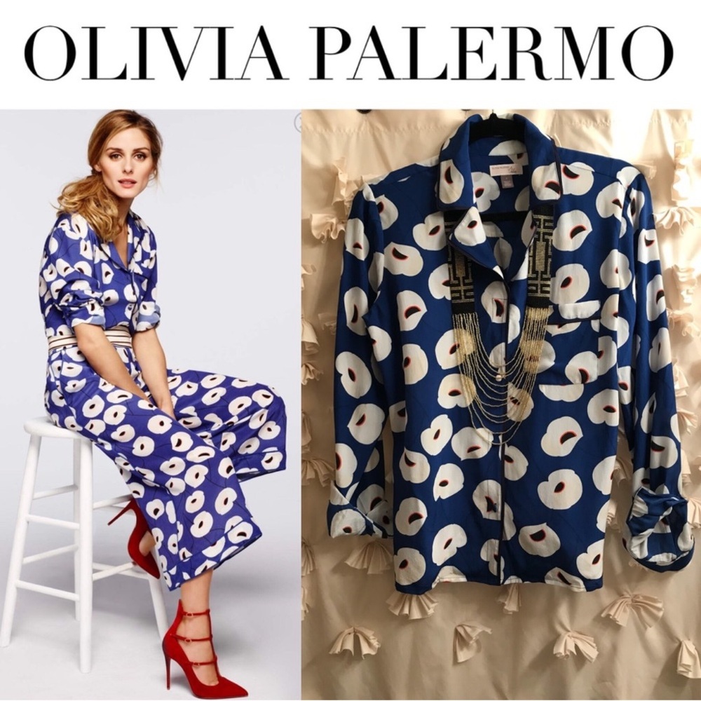 Olivia Palermo 100% Silk Floral Blouse